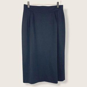 Vintage 80s Black Virgin Wool Straight Skirt Medium